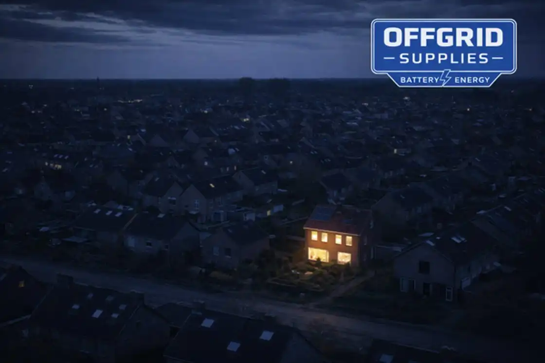 Huis dat als enige licht heeft bij stroomuitval dankzij Victron thuisbatterij